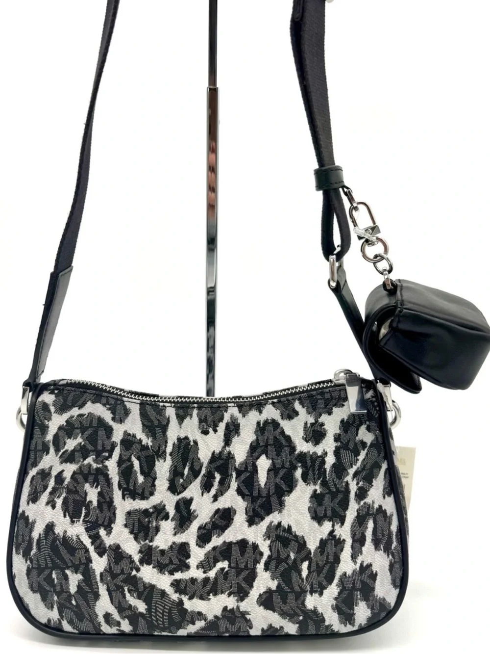 Michael Kors Jet Set Medium Leopard Logo Crossbody Bag W Case for Apple AirPods